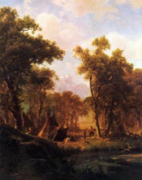 Indian Encampment, Shoshone Village Artwork by Albert Bierstadt