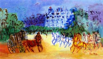 Carriage And Horsemen In The Bois De Boulogne Artwork by Jean Dufy