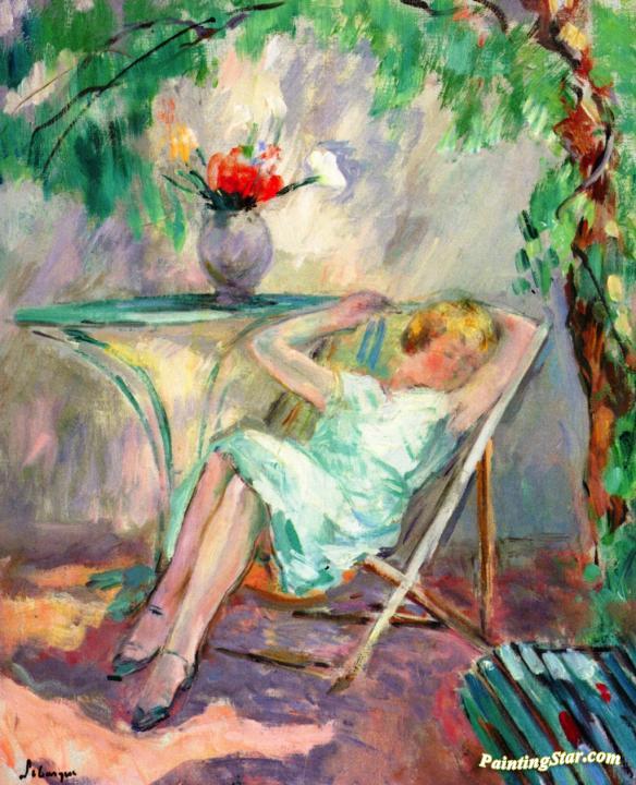 Girl Seated in the Garden Artwork by Henri Lebasque