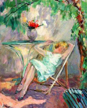 Girl Seated in the Garden Artwork by Henri Lebasque