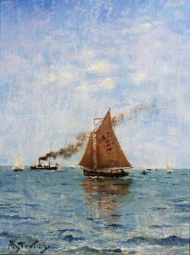 Sailboats And Steamships Artwork by Alfred Stevens