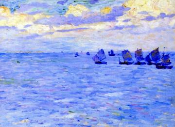 Fishing Boats Setting Sail Artwork by Theo van Rysselberghe