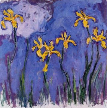 Yellow Irises With Pink Cloud Artwork by Claude Oscar Monet