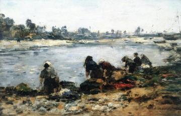 Laundresses on the Banks of the Touques Artwork by Eugène-Louis Boudin