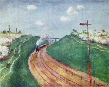 Spring Landscape with train Artwork by Pyotr Konchalovsky