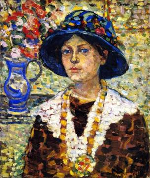 Portrait of a Girl with Flowers Artwork by Maurice Prendergast