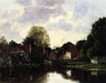 Canel near Dordrecht Artwork by Eugène-Louis Boudin