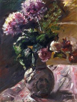 Chrysanthemums and Roses in a Jug Artwork by Lovis Corinth