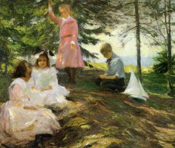 Four Children at North Haven Artwork by Frank Weston Benson