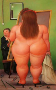 The Painter And His Model Artwork by Fernando Botero