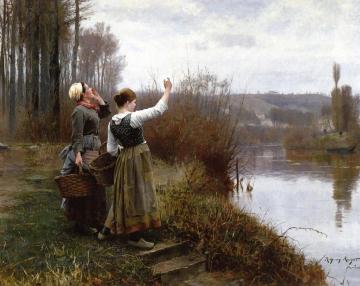 Hailing The Ferry Artwork by Daniel Ridgway Knight