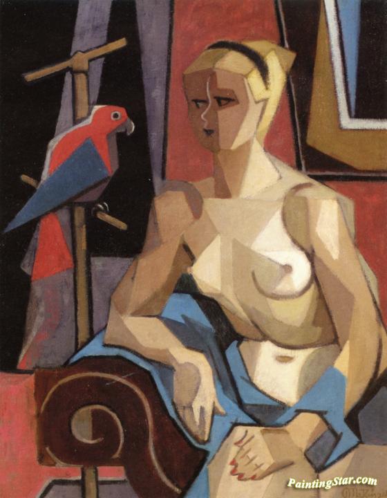Nude With Parrot Artwork by Jean Metzinger