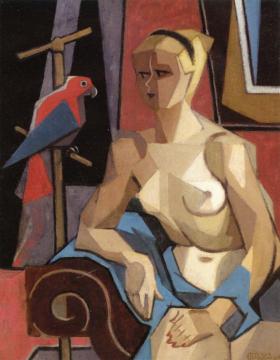 Nude With Parrot Artwork by Jean Metzinger