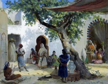 Dancers in a Courtyard Artwork by Victor Eeckhout