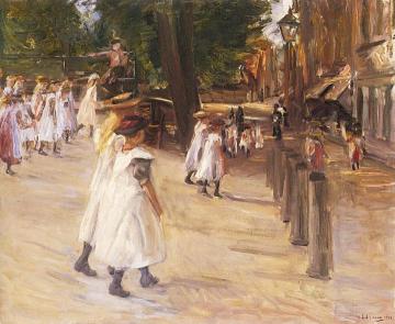 On the Way to School in Edam Artwork by Max Liebermann
