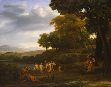 Landscape with Dancing Satyrs and Nymphs Artwork by Claude Lorrain