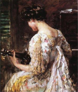 Woman With Guitar Artwork by James Carroll Beckwith