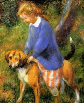 Lenna with Rabbit Hound Artwork by William James Glackens