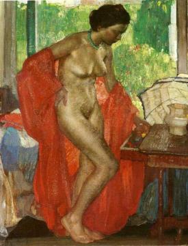 The Red Scarf Artwork by Richard Edward Miller