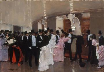 An Argument in the Corridors of the Opera Artwork by Jean Georges Beraud