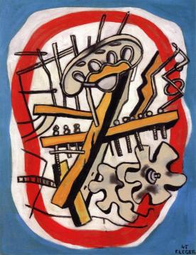 Mechanical Element on a Blue Background Artwork by Fernand Léger