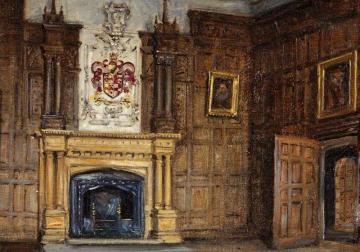 The Dining Room Fireplace, Montacute House, Somerset Artwork by Frank Moss Bennett