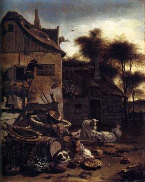 Barnyard Scene Artwork by Egbert van der Poel
