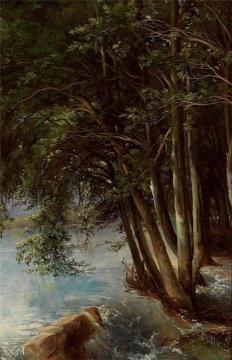 Trees at the Bank Artwork by Alexandre Calame