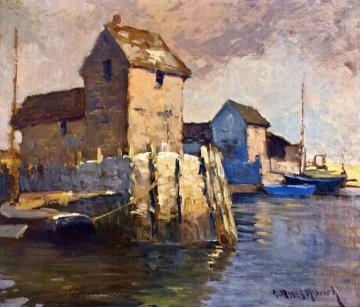 Maine Harbor Scene Artwork by Georges Ames Aldrich