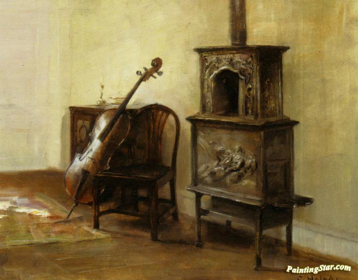 Interior with a Cello Artwork by Carl Vilhelm Holsoe