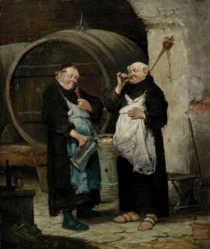 Two Friars In The Wine Cellar Artwork by Adolf Humborg