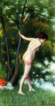 Bather in the Woods Artwork by Federico Zandomeneghi