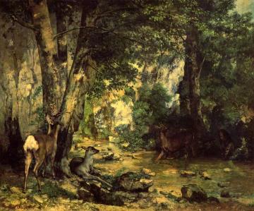 The Shelter of the Roe Deer at the Stream of Plaisir-Fontaine, Doubs Artwork by Gustave Courbet
