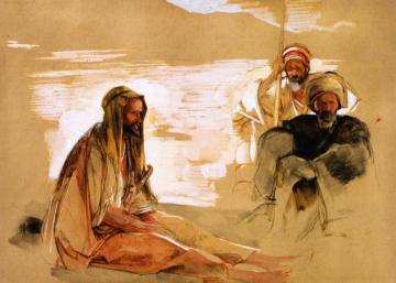 Study Of Three Arabs Artwork by John Frederick Lewis