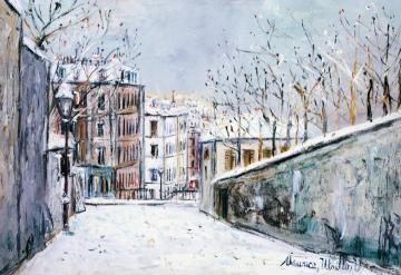 Rue du Mont-Cenis in the Snow Artwork by Maurice Utrillo