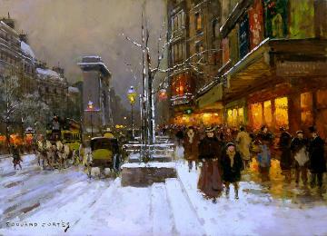 Porte St. Denis in Winter Artwork by Edouard Léon Cortes