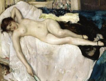 A Reclining Nude Artwork by Fernand Toussaint