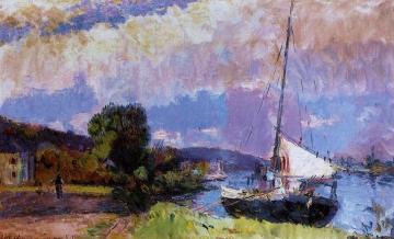 The Banks of the Seine: Caumont in Summer Artwork by Albert Lebourg