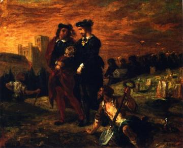 Hamlet and Horatio in the Graveyard Artwork by Eugène Delacroix