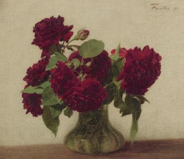 Roses Foncees Sur Fond Clair Artwork by Henri Fantin-Latour