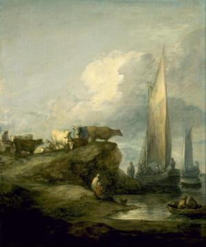 Coastal Scene With Shipping And Cattle Artwork by Thomas Gainsborough