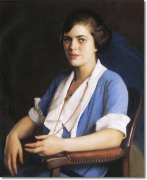 Portrait Of A Young Woman In Blue Artwork by William Mcgregor Paxton