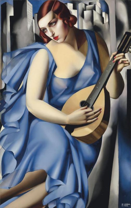 Blue Woman With A Guitar, 1929 Artwork by Tamara De Lempicka