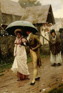 A Wet Sunday Morning Artwork by Edmund Blair Leighton