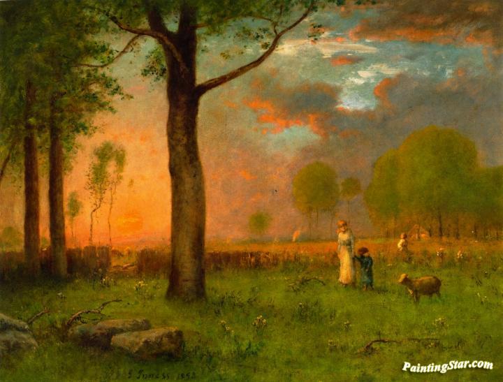 Sunset off Ten Pound Island Artwork by George Inness