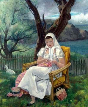 Viette In The Yellow Chair Artwork by Leon Kroll