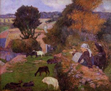 Breton  Shepherdess Artwork by Paul Gauguin