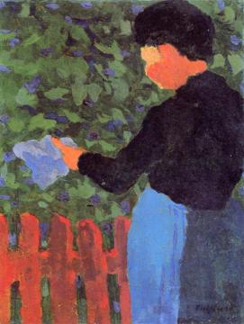 Woman at a Red Fence Artwork by Edouard Vuillard