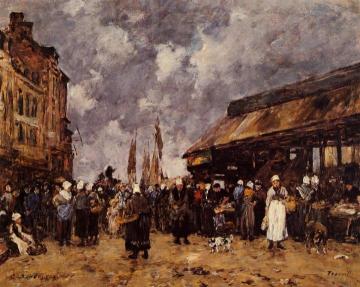 Trouville, the Fish Market Artwork by Eugène-Louis Boudin