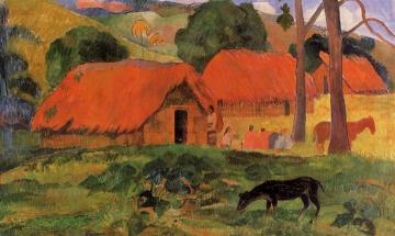 Three Huts, Tahiti Artwork by Paul Gauguin